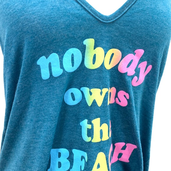 Wildfox Nobody Owns The Beach Teal Blue Paradise Cami Tank Swim Cover Top Small - Picture 5 of 13